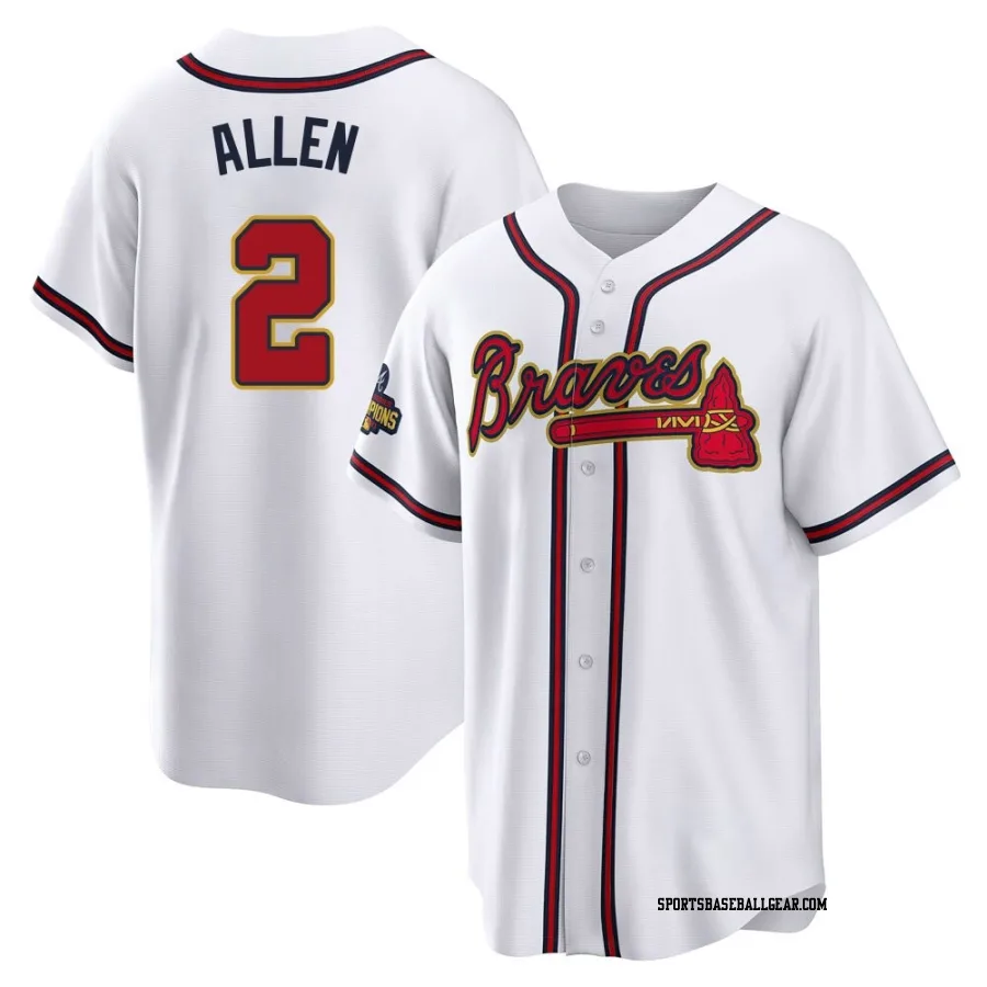 Nick Allen Youth Atlanta Braves Gold Replica White 2022 Program Jersey