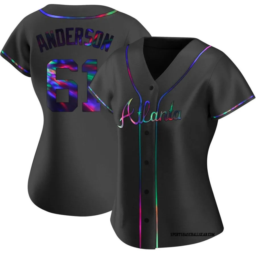Nick Anderson Women's Atlanta Braves Black Holographic Replica Alternate Jersey