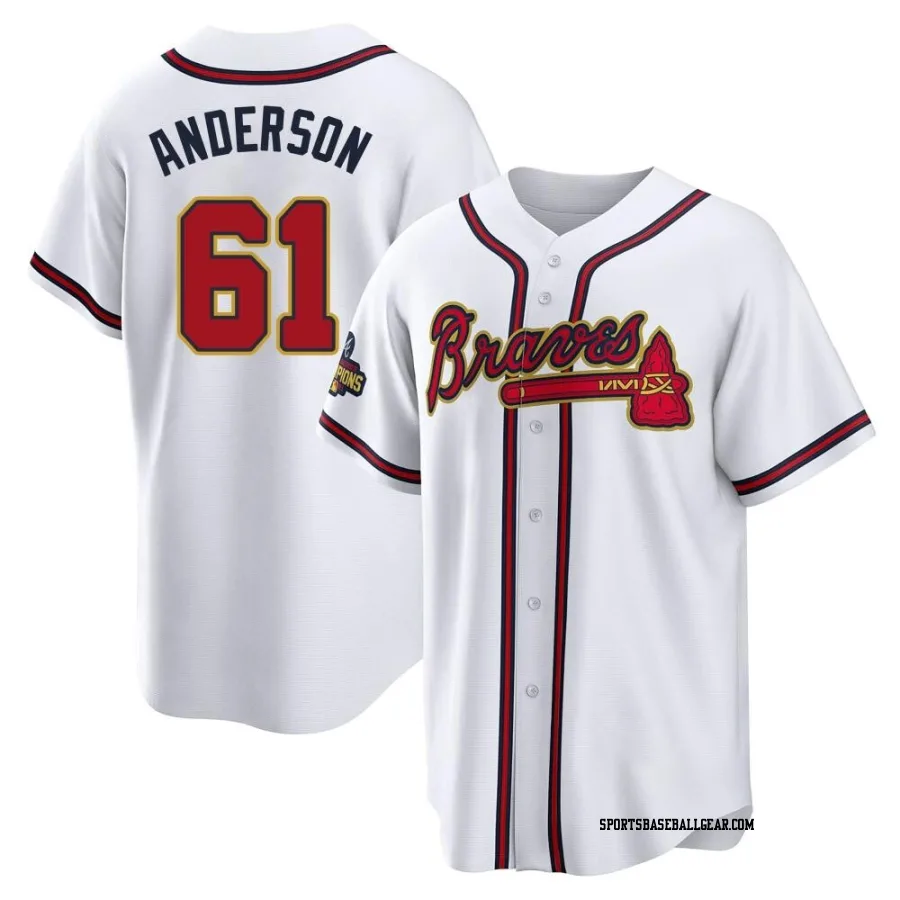 Nick Anderson Youth Atlanta Braves Gold Replica White 2022 Program Jersey