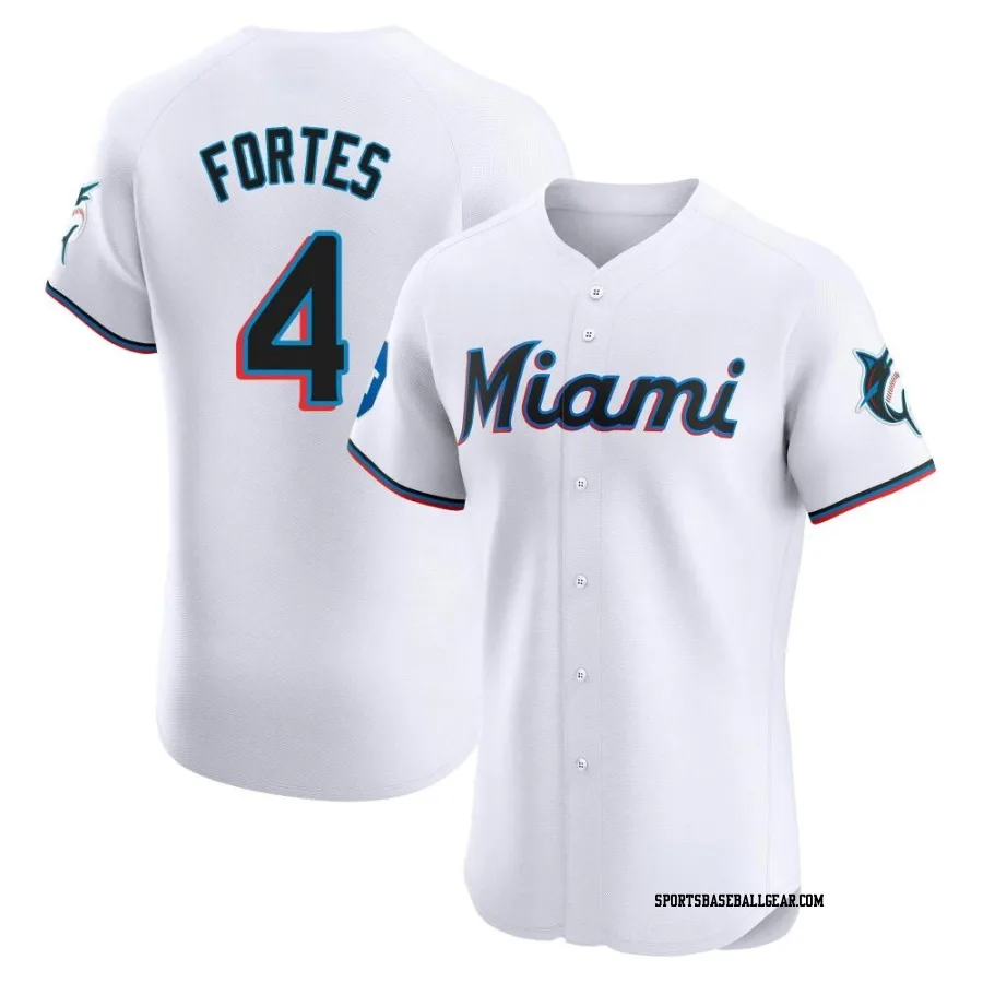 Nick Fortes Men's Miami Marlins White Elite Home Patch Jersey