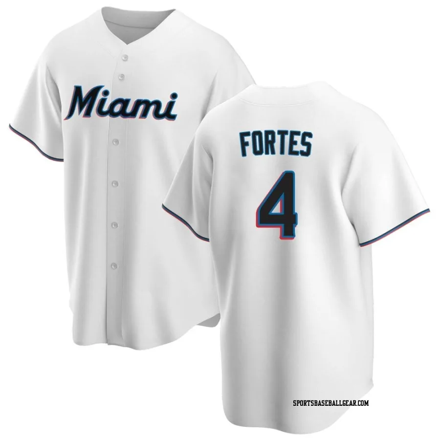 Nick Fortes Men's Miami Marlins White Replica Home Jersey