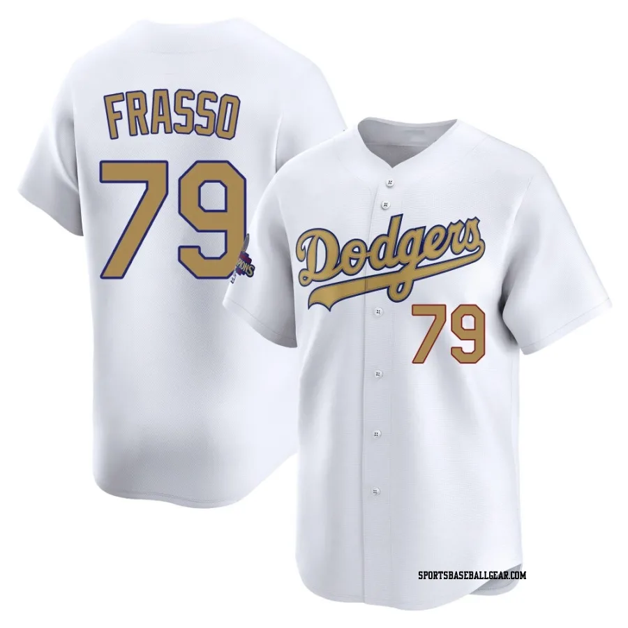 Nick Frasso Men's Los Angeles Dodgers Gold Limited White 2025 Collection Jersey