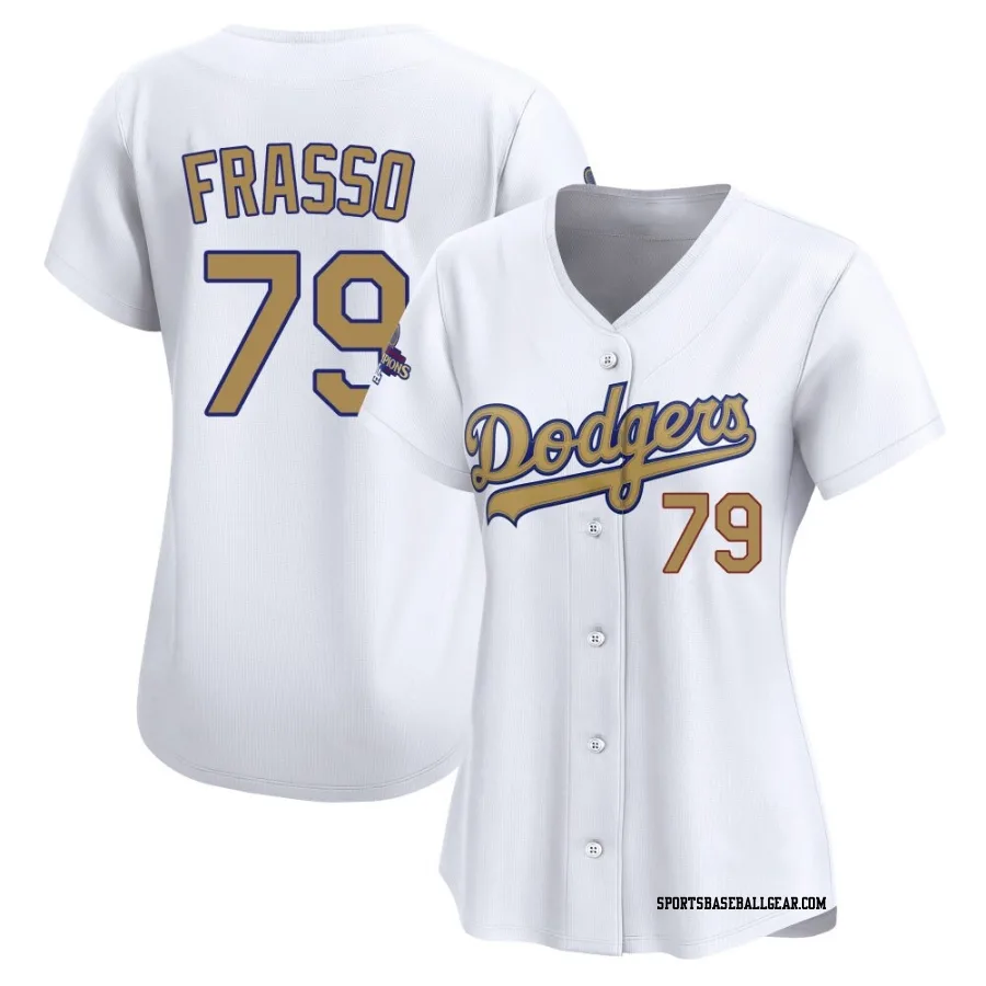 Nick Frasso Women's Los Angeles Dodgers Gold Limited White 2025 Collection Jersey