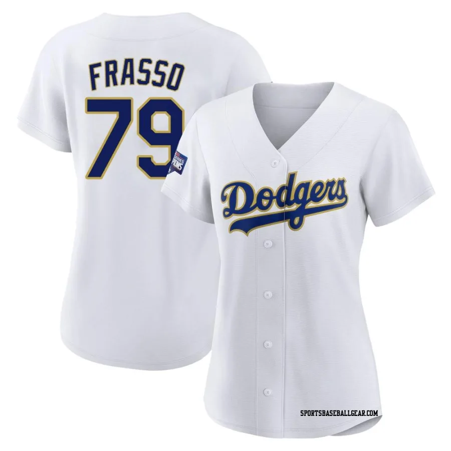 Nick Frasso Women's Los Angeles Dodgers White/Gold Replica 2021 Gold Program Player Jersey