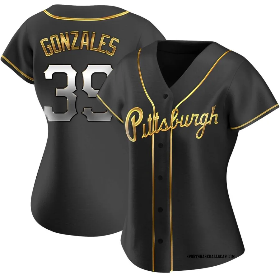 Nick Gonzales Women's Pittsburgh Pirates Black Golden Replica Alternate Jersey
