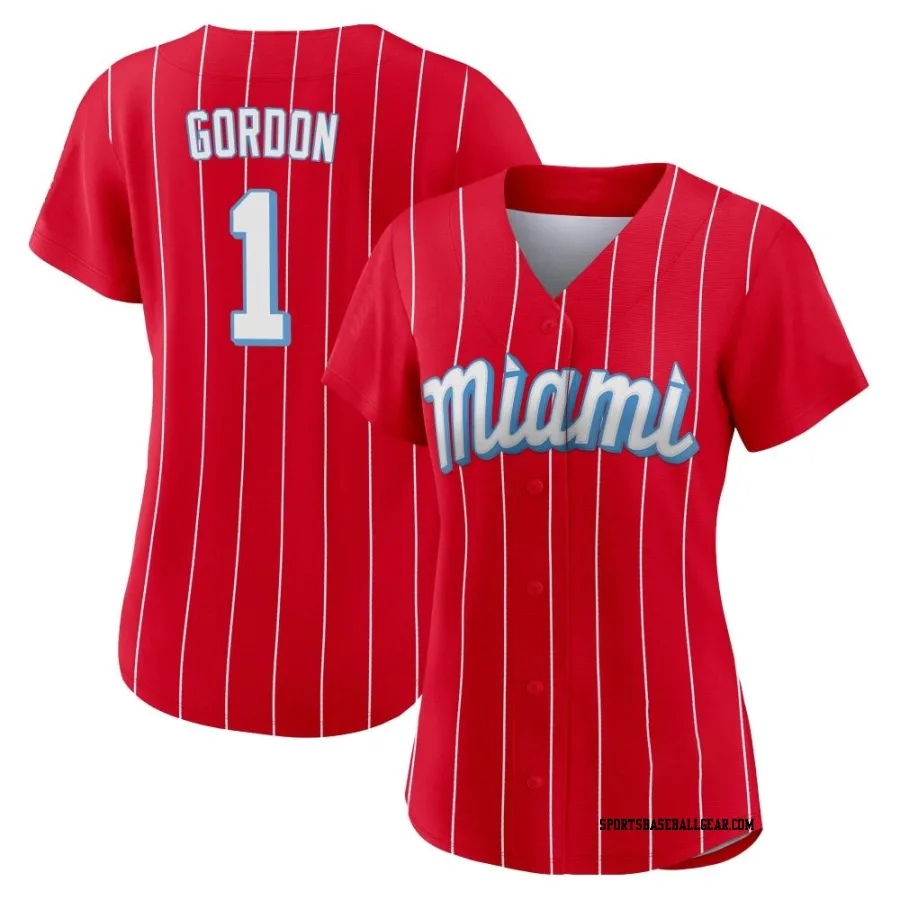 Nick Gordon Women's Miami Marlins Red Authentic 2021 City Connect Jersey
