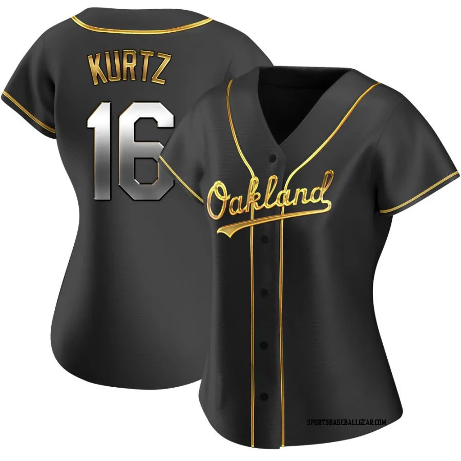 Nick Kurtz Women's Oakland Athletics Black Golden Replica Alternate Jersey