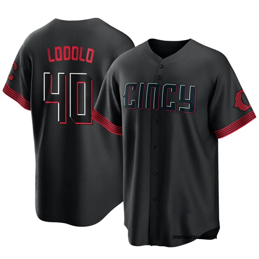 Nick Lodolo Youth Cincinnati Reds Black Replica 2023 City Connect Jersey