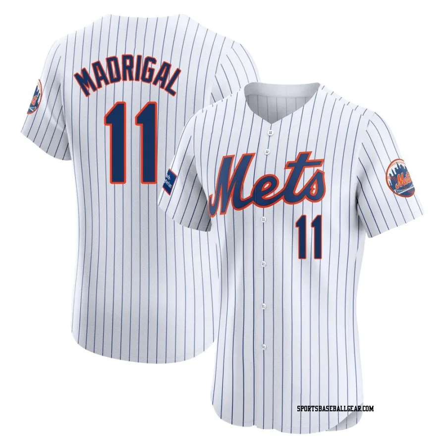 Nick Madrigal Men's New York Mets White Elite Home Patch Jersey