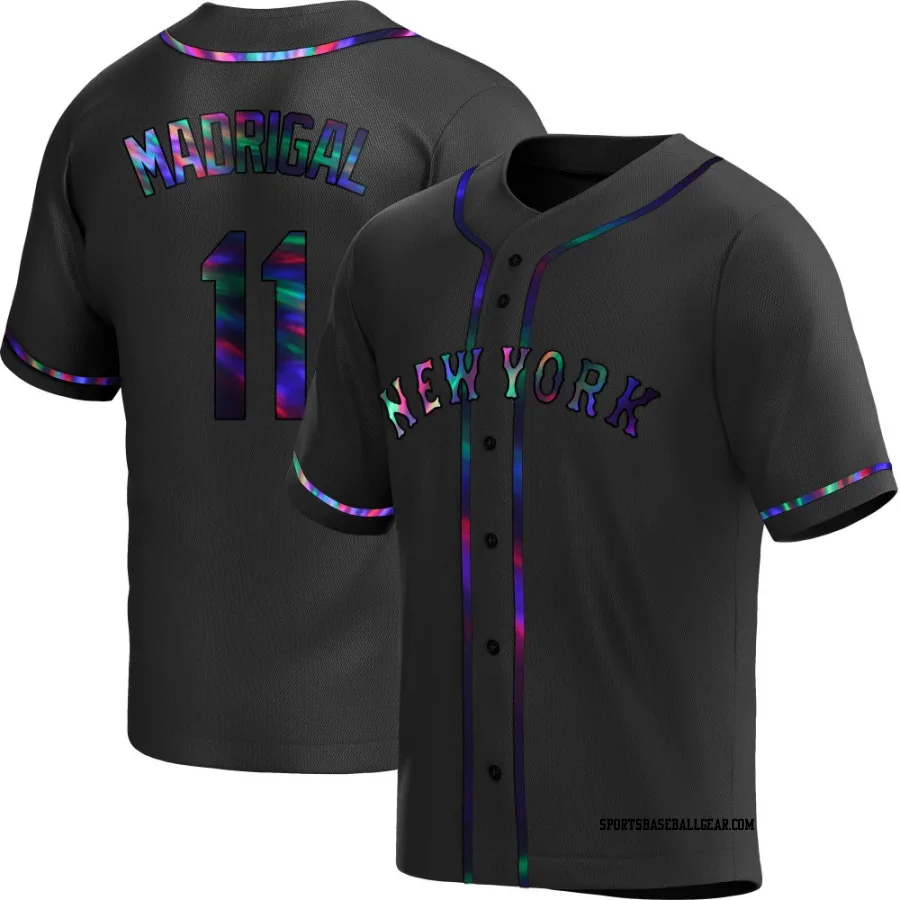 Nick Madrigal Youth New York Mets Black Holographic Replica Alternate Jersey