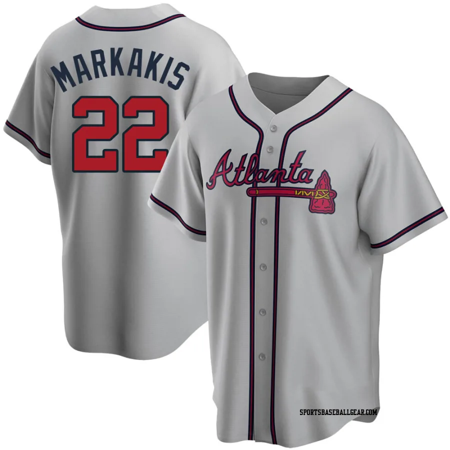 Nick Markakis Men's Atlanta Braves Gray Replica Road Jersey