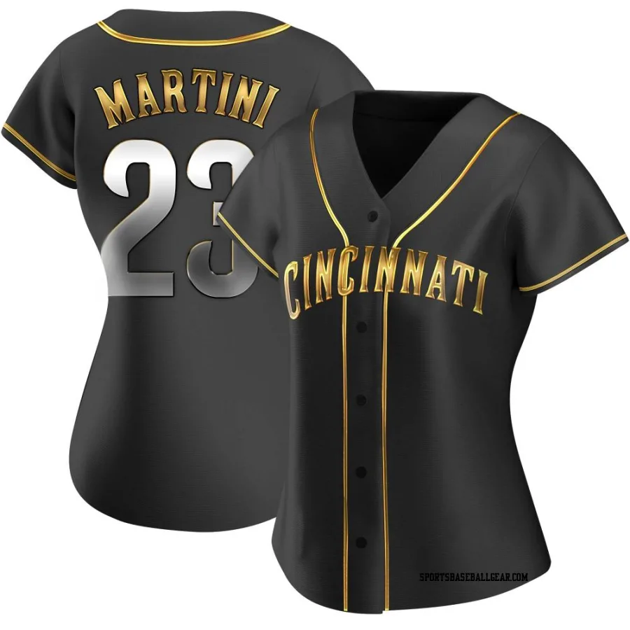 Nick Martini Women's Cincinnati Reds Black Golden Replica Alternate Jersey