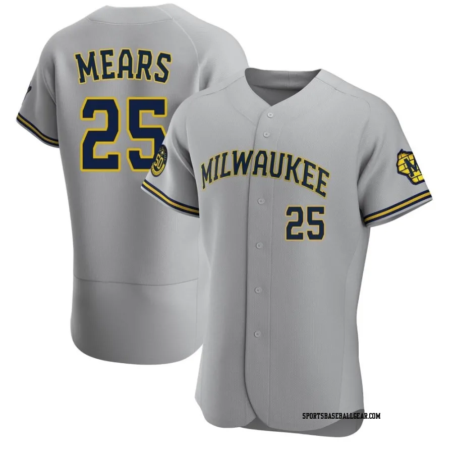 Nick Mears Men's Milwaukee Brewers Gray Authentic Road Jersey
