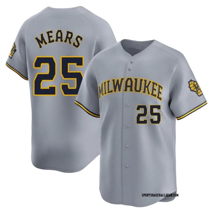 Nick Mears Men's Milwaukee Brewers Gray Limited Away Jersey