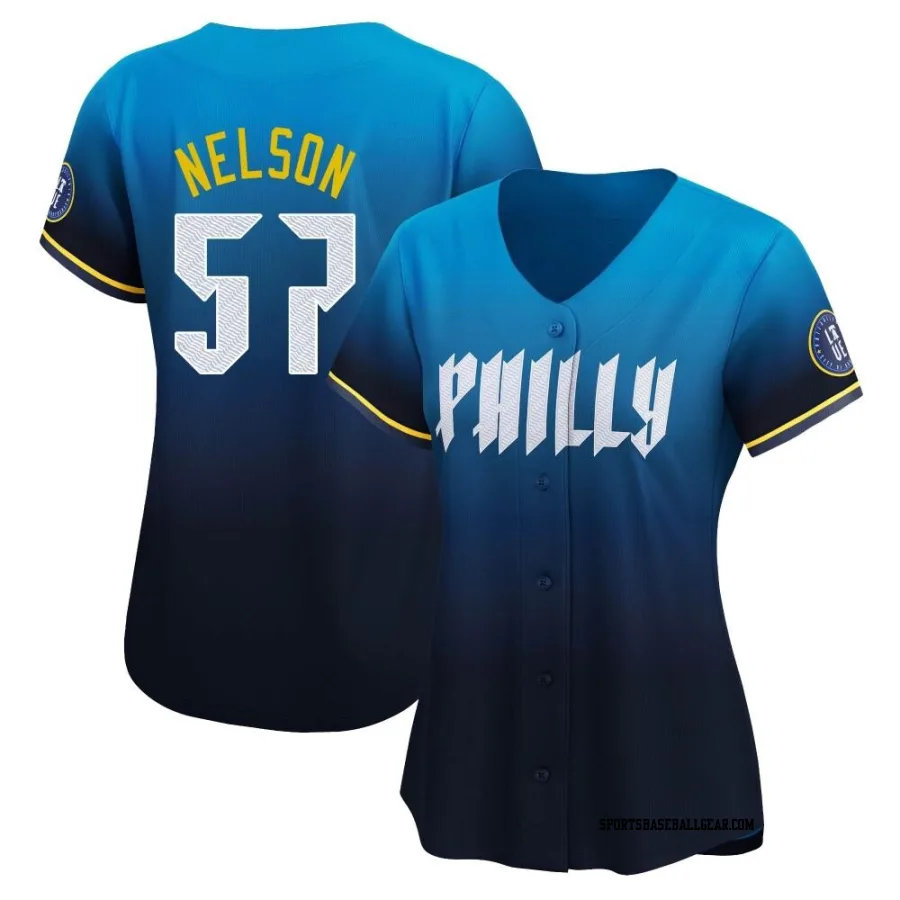 Nick Nelson Women's Philadelphia Phillies Blue Limited 2024 City Connect Jersey