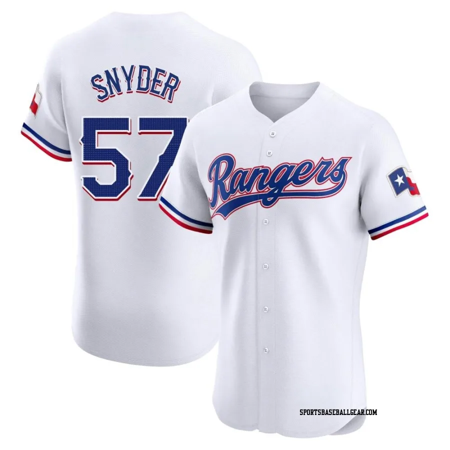 Nick Snyder Men's Texas Rangers White Elite Home Jersey