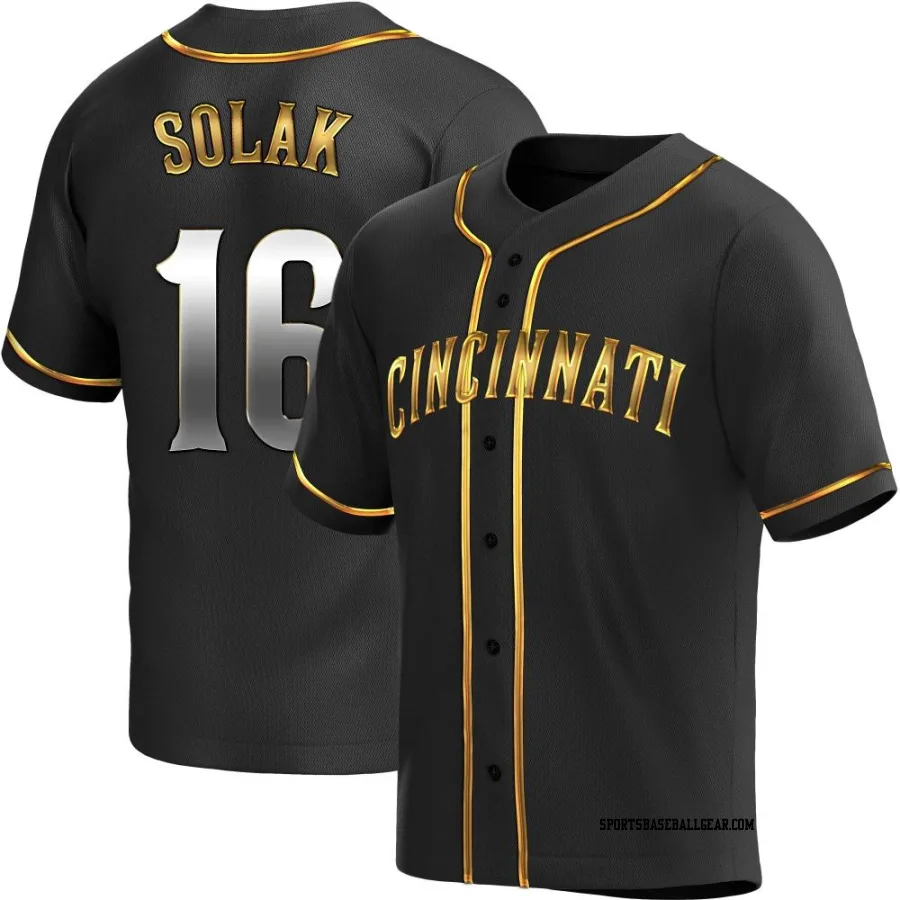 Nick Solak Men's Cincinnati Reds Black Golden Replica Alternate Jersey