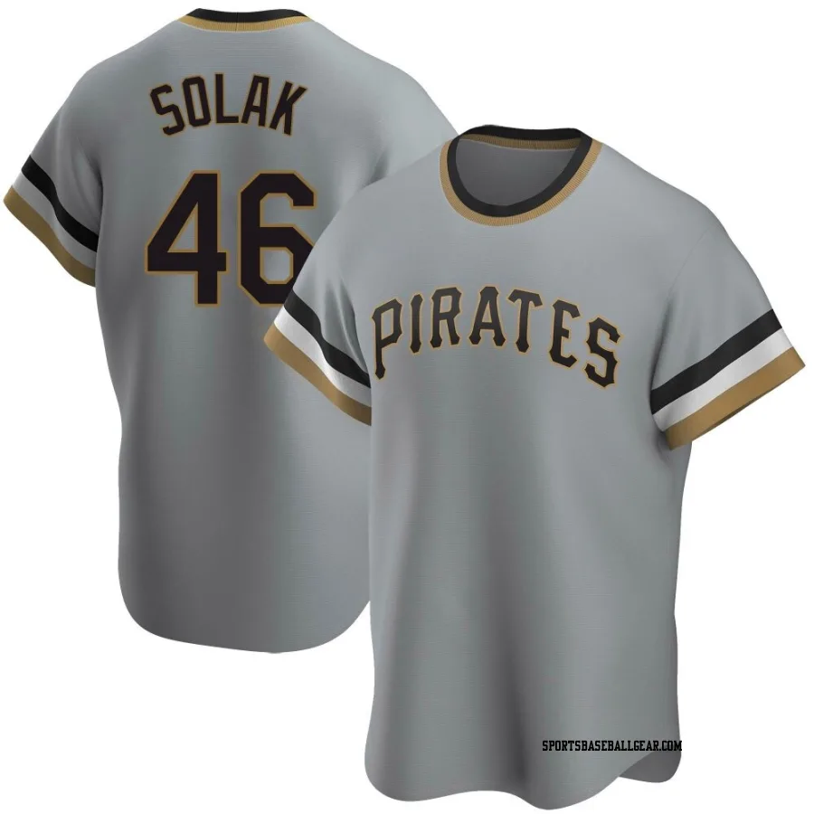 Nick Solak Men's Pittsburgh Pirates Gray Replica Road Cooperstown Collection Jersey