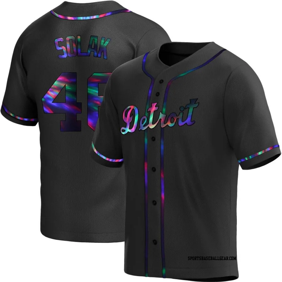 Nick Solak Youth Detroit Tigers Black Holographic Replica Alternate Jersey
