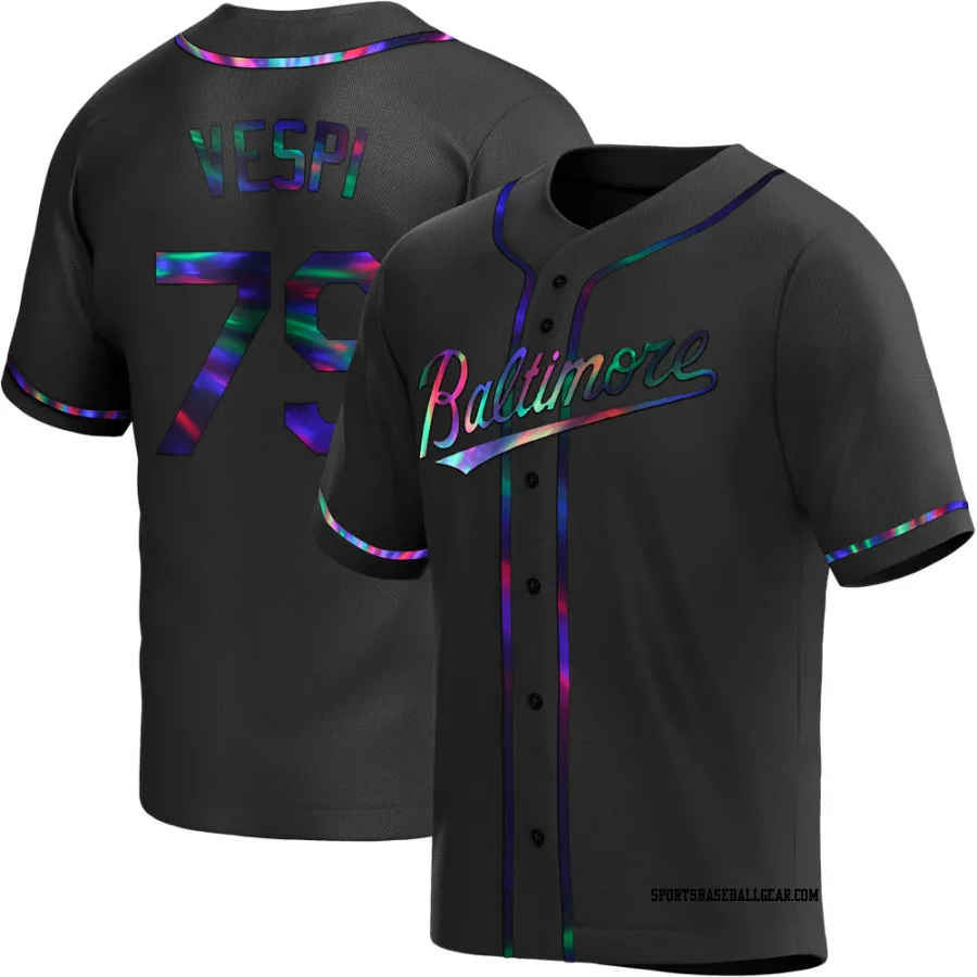 Nick Vespi Men's Baltimore Orioles Black Holographic Replica Alternate Jersey