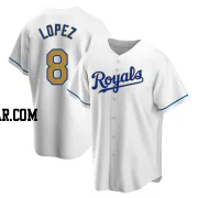 Nicky Lopez Men's Kansas City Royals Gold Replica White Home Jersey