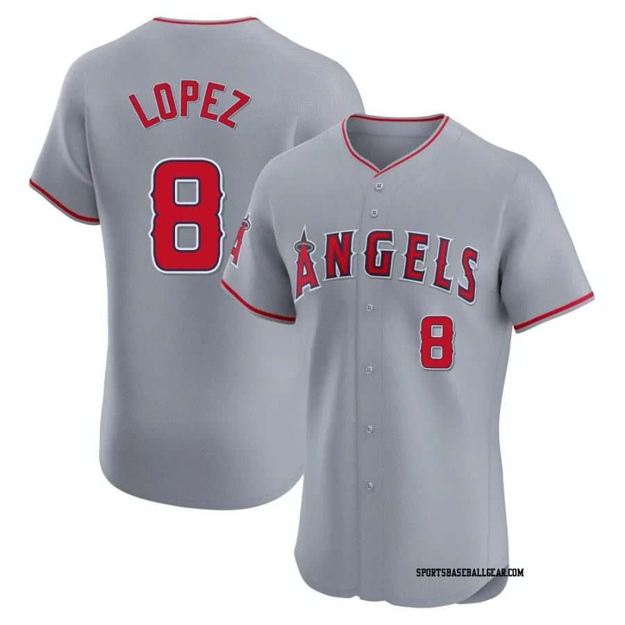 Nicky Lopez Men's Los Angeles Angels Gray Elite Road Jersey