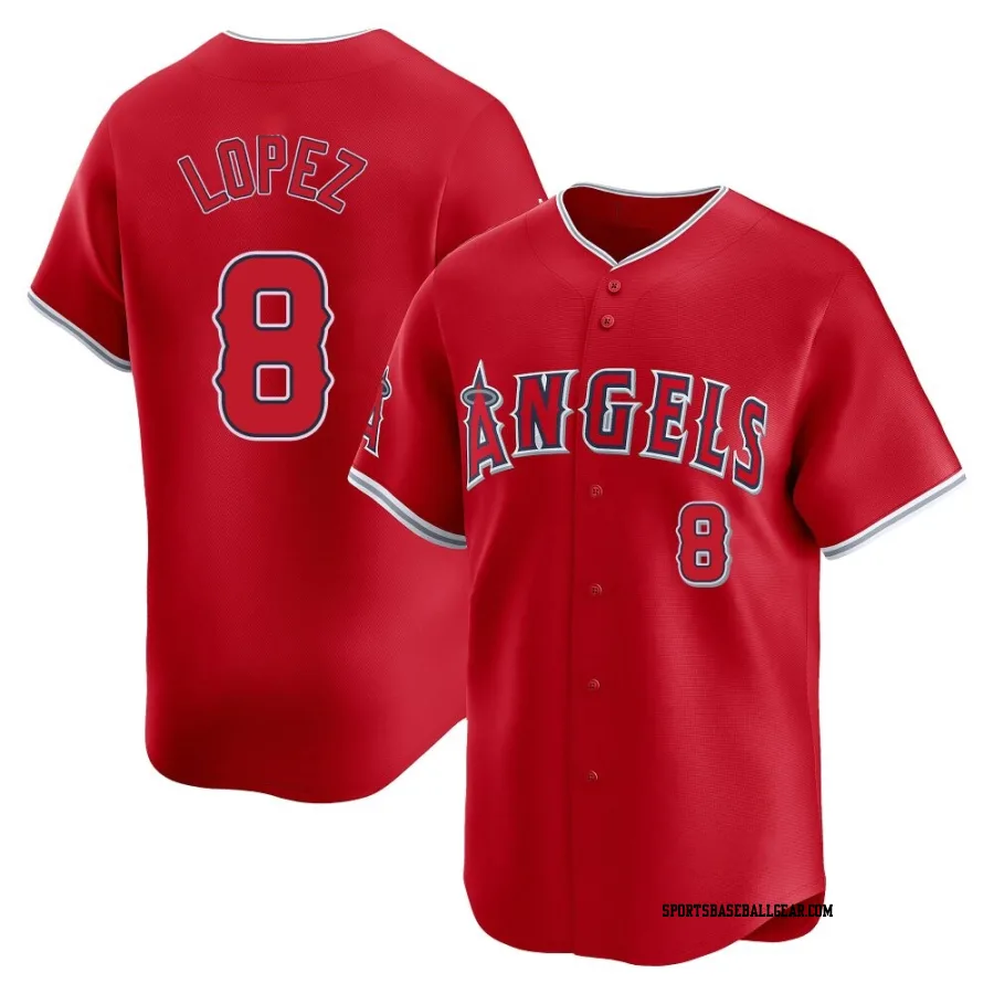 Nicky Lopez Men's Los Angeles Angels Red Limited Alternate Jersey
