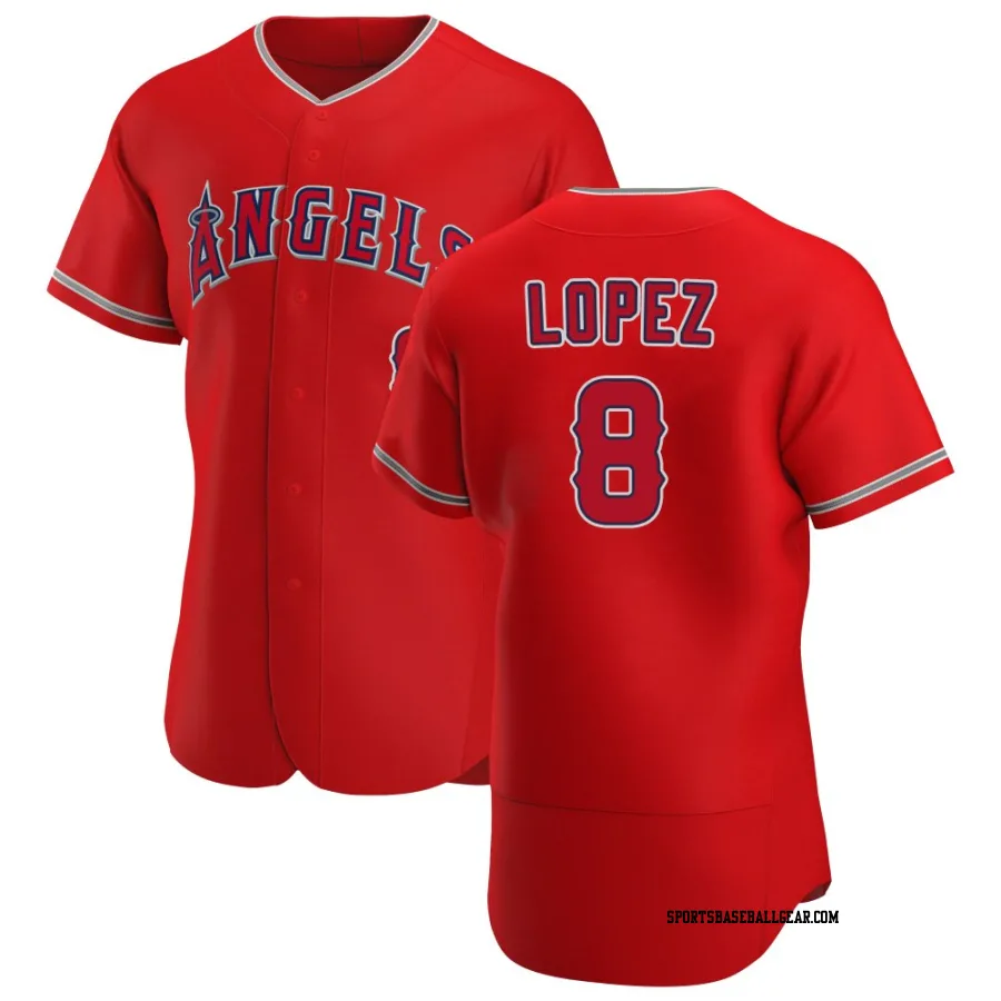 Nicky Lopez Men's Los Angeles Angels Scarlet Authentic Alternate Jersey