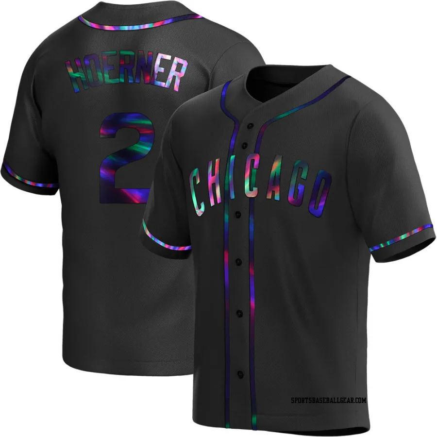 Nico Hoerner Youth Chicago Cubs Black Holographic Replica Alternate Jersey