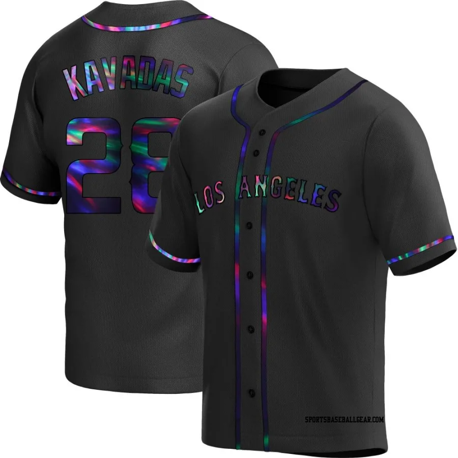 Niko Kavadas Youth Los Angeles Angels Black Holographic Replica Alternate Jersey