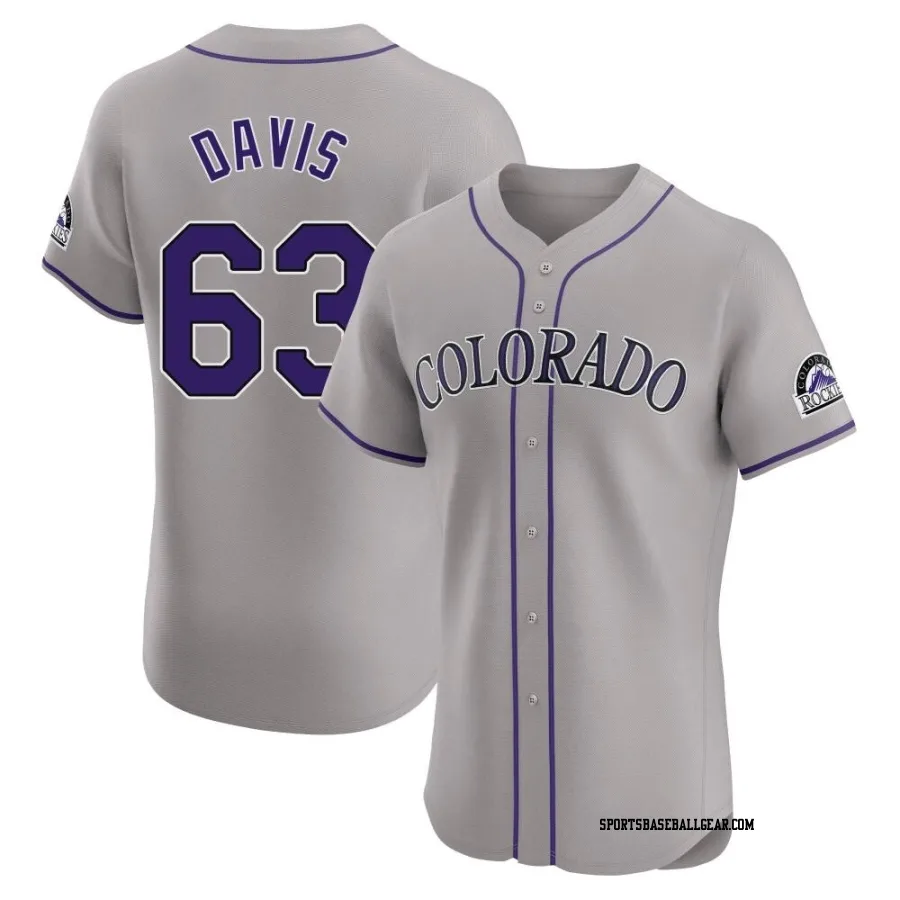 Noah Davis Men's Colorado Rockies Gray Elite Road Jersey