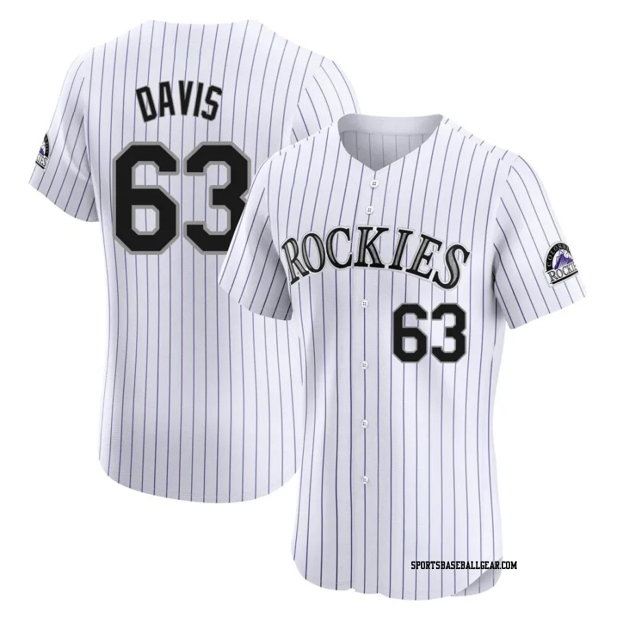 Noah Davis Men's Colorado Rockies White Elite Home Jersey