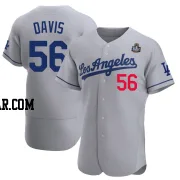 Noah Davis Men's Los Angeles Dodgers Gray Authentic Away Official 2024 World Series Jersey