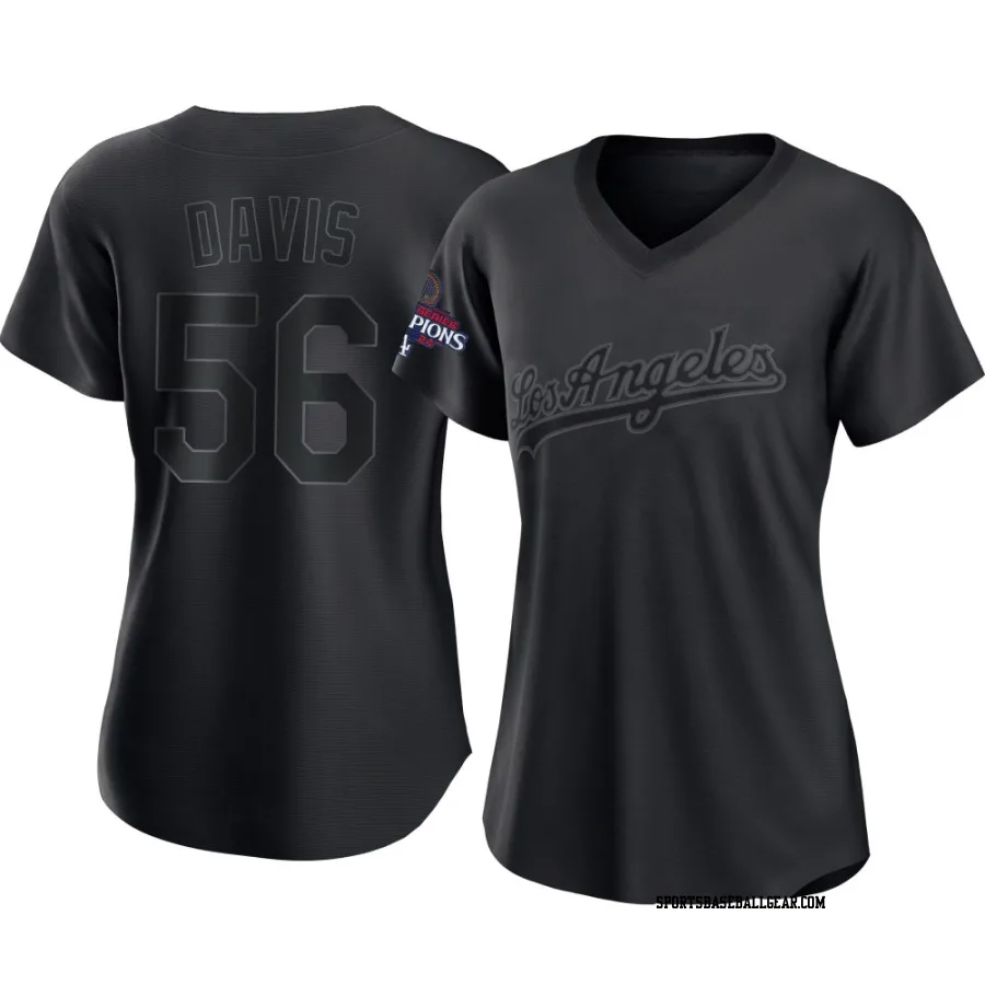 Noah Davis Women's Los Angeles Dodgers Black Authentic Pitch Fashion 2024 World Series Champions Jersey