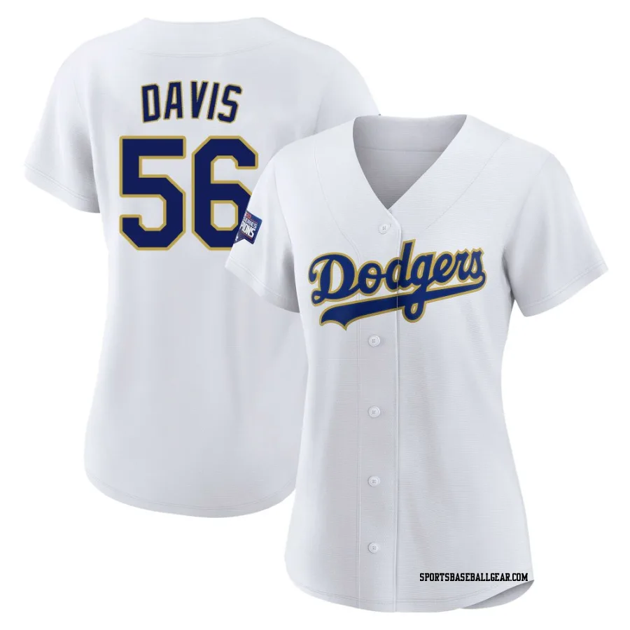 Noah Davis Women's Los Angeles Dodgers White/Gold Replica 2021 Gold Program Player Jersey