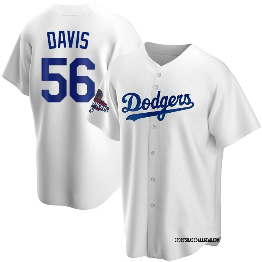 Noah Davis Youth Los Angeles Dodgers White Replica Home 2024 World Series Champions Jersey