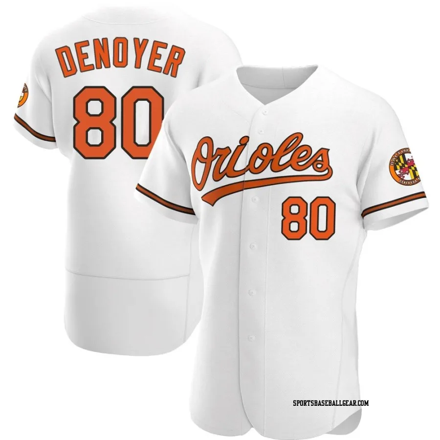 Noah Denoyer Men's Baltimore Orioles White Authentic Home Jersey