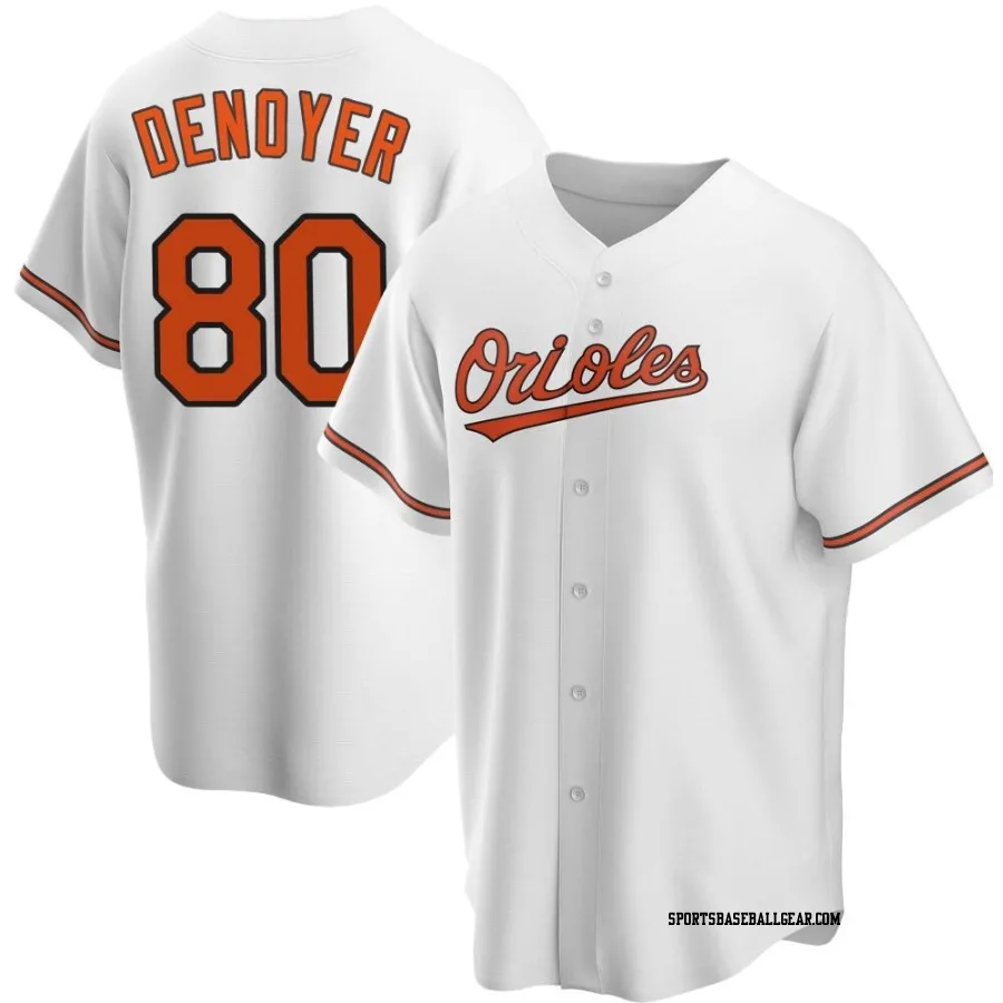 Noah Denoyer Men's Baltimore Orioles White Replica Home Jersey