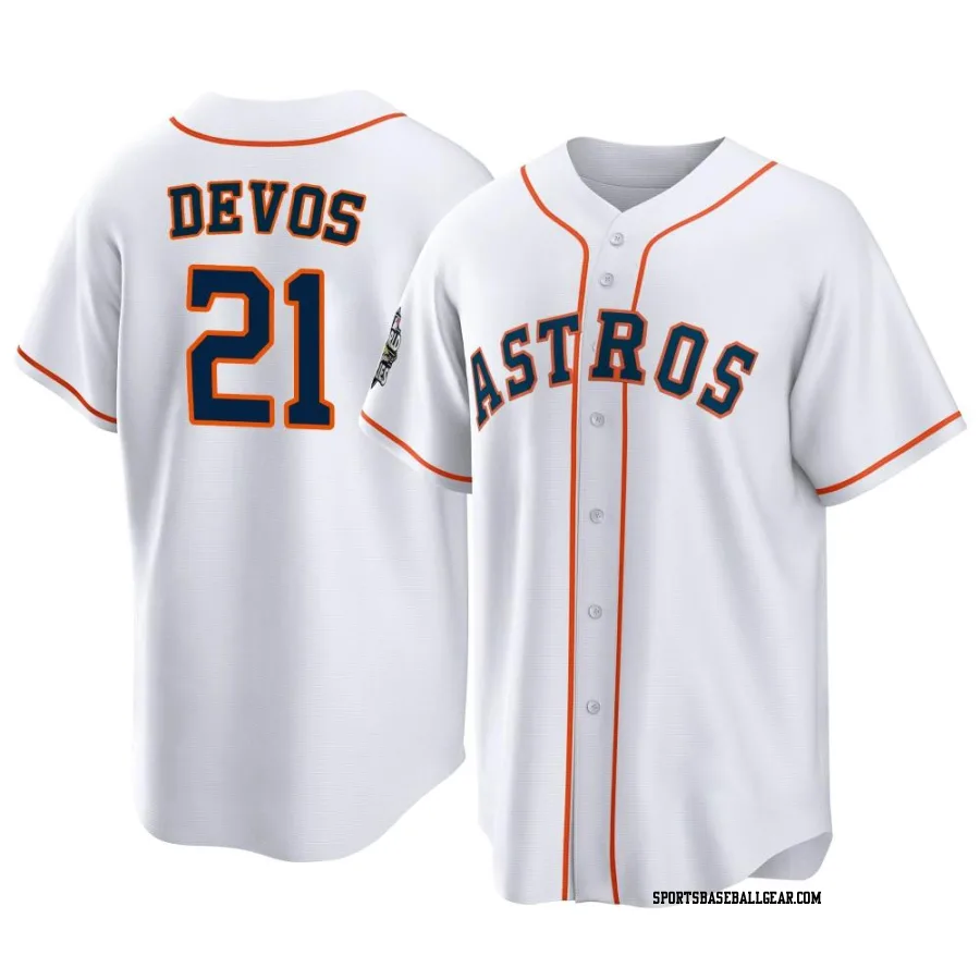 Nolan Devos Youth Houston Astros White Replica 2022 World Series Home Jersey