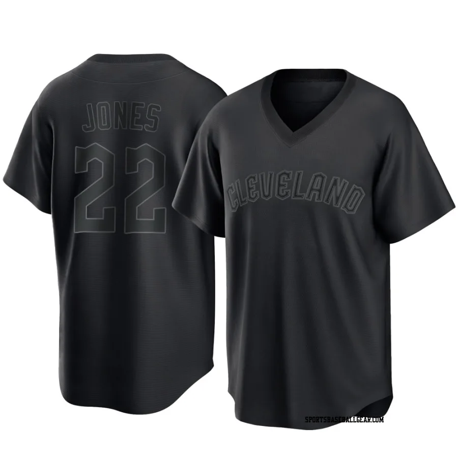 Nolan Jones Youth Cleveland Guardians Black Replica Pitch Fashion Jersey