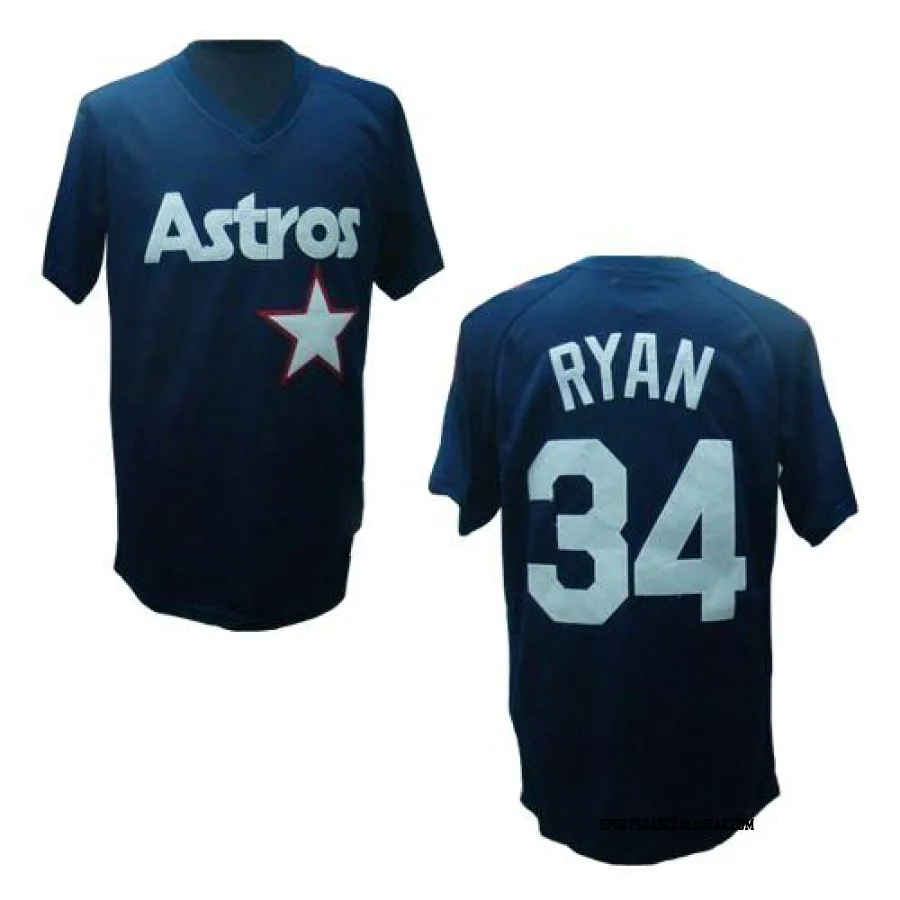 Nolan Ryan Men's Houston Astros Blue Replica Throwback Jersey