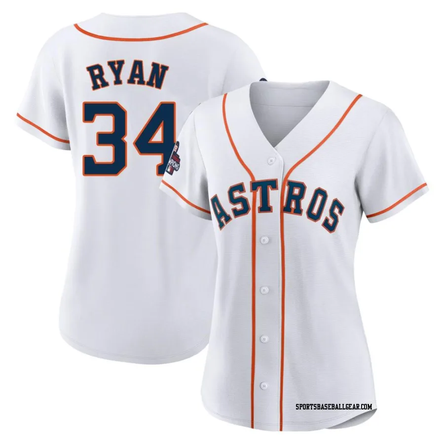 Nolan Ryan Women's Houston Astros White Replica 2022 World Series Champions Home Jersey