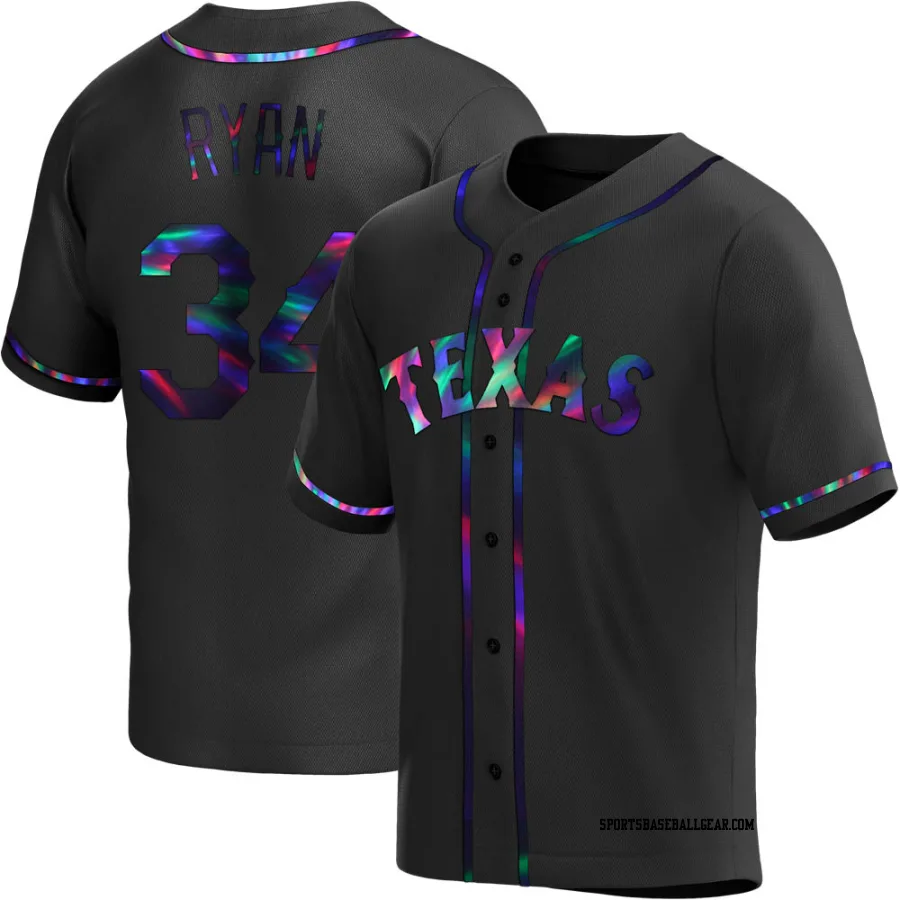 Nolan Ryan Youth Texas Rangers Black Holographic Replica Alternate Jersey