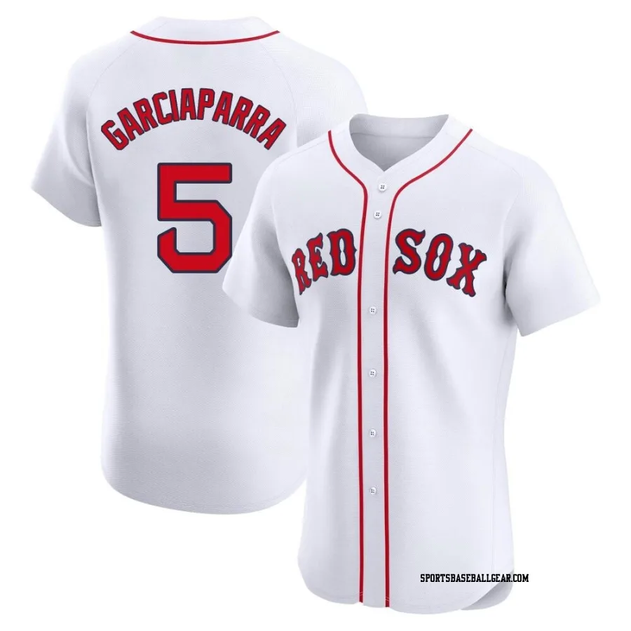 Nomar Garciaparra Men's Boston Red Sox White Elite Home Patch Jersey