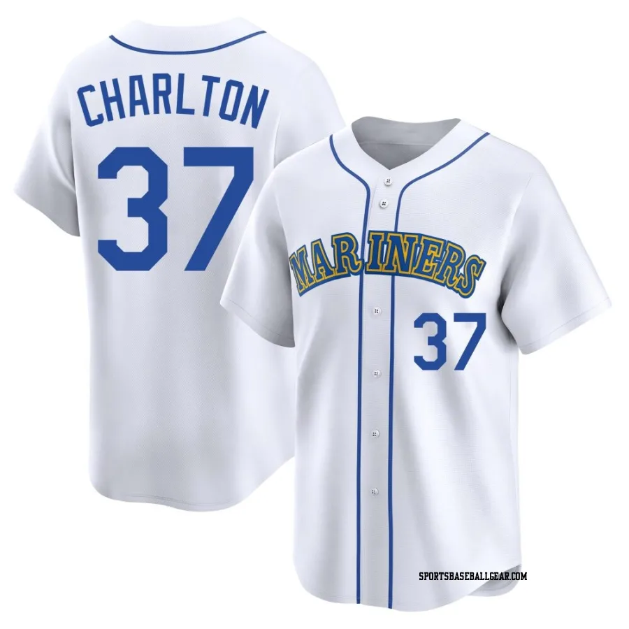 Norm Charlton Youth Seattle Mariners White Limited Throwback Cooperstown Collection Jersey