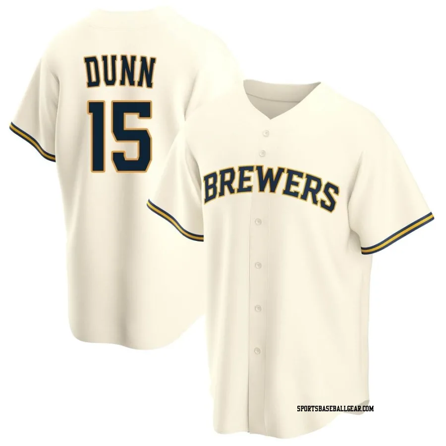 Oliver Dunn Men's Milwaukee Brewers Cream Replica Home Jersey