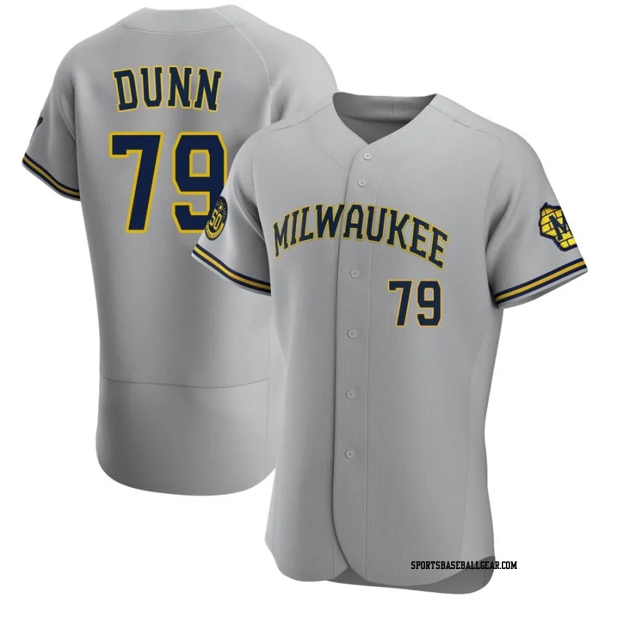 Oliver Dunn Men's Milwaukee Brewers Gray Authentic Road Jersey