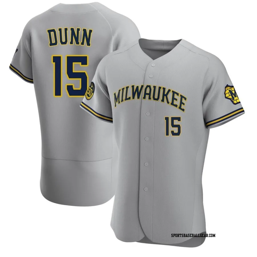 Oliver Dunn Men's Milwaukee Brewers Gray Authentic Road Jersey