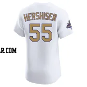 Orel Hershiser Men's Los Angeles Dodgers Gold Elite White 2025 Collection Jersey