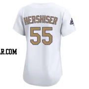 Orel Hershiser Women's Los Angeles Dodgers Gold Limited White 2025 Collection Jersey